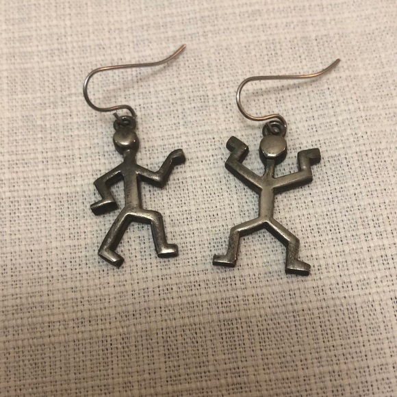 Vintage Silver Stick Figure Earrings - Picture 2 of 5